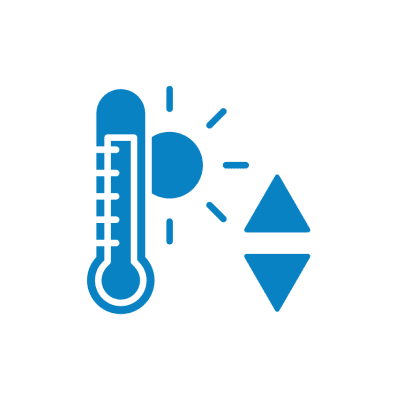 Temperature control icon with sun