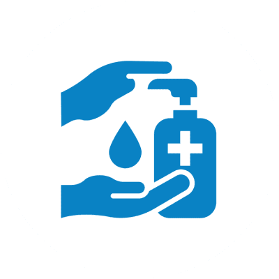 Sanitizing hands illustration with liquid drop
